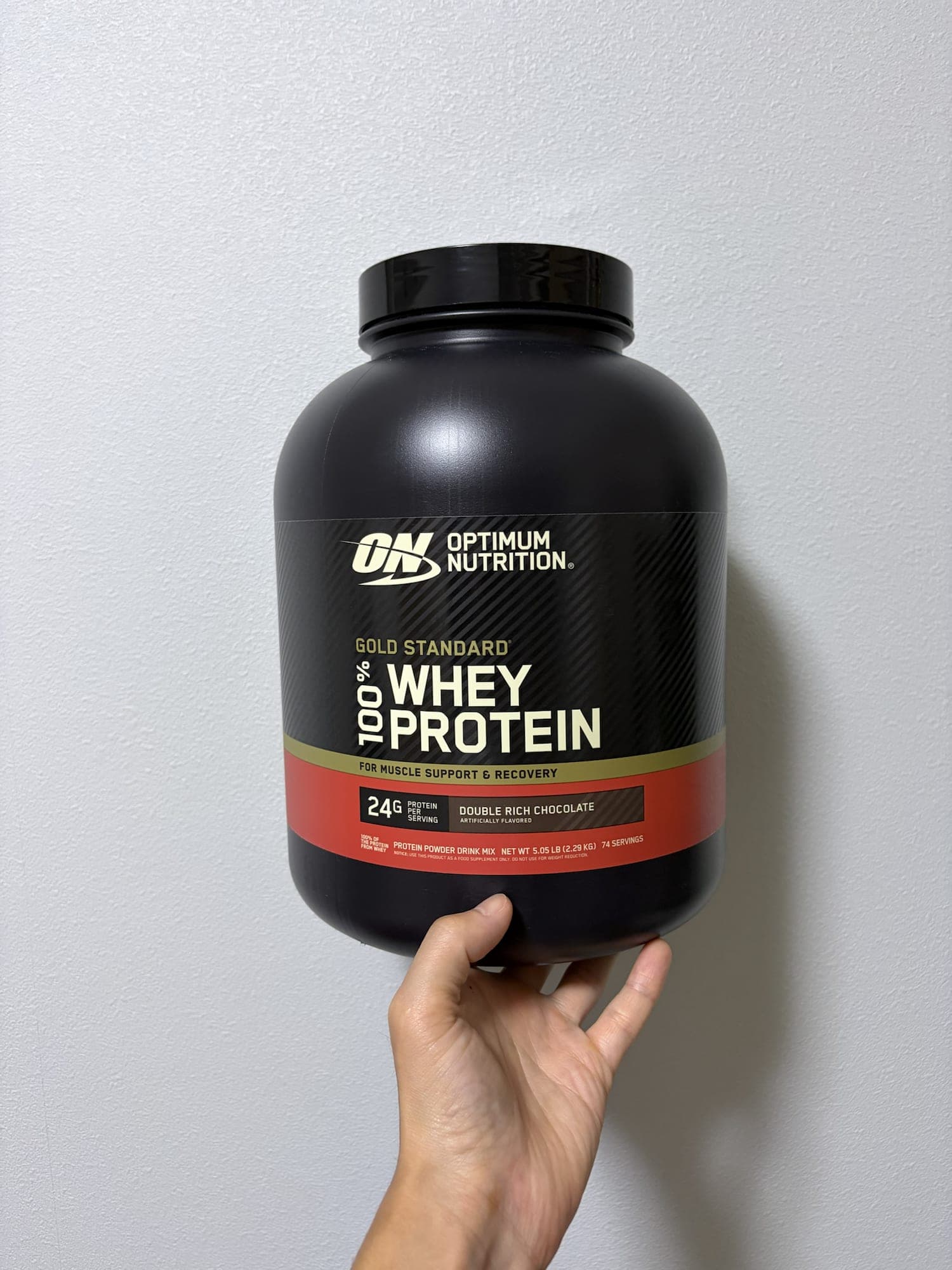 約1年間継続して飲んでいるGold Standard 100% Whey ダブルリッチチョコレート